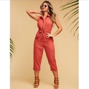 🌸NWT🌸 Orange / Sienna Zip-Up Jumpsuit